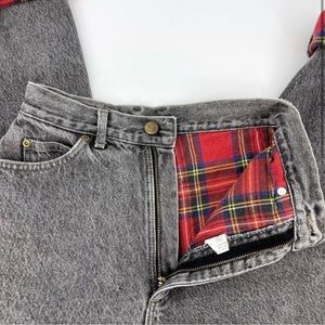 Vintage LL Bean Gray Stonewash Plaid Flannel Lined High Waisted Jeans